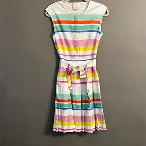 Kate Spade Multi Cape Pleated Tie Front Midi Sundress